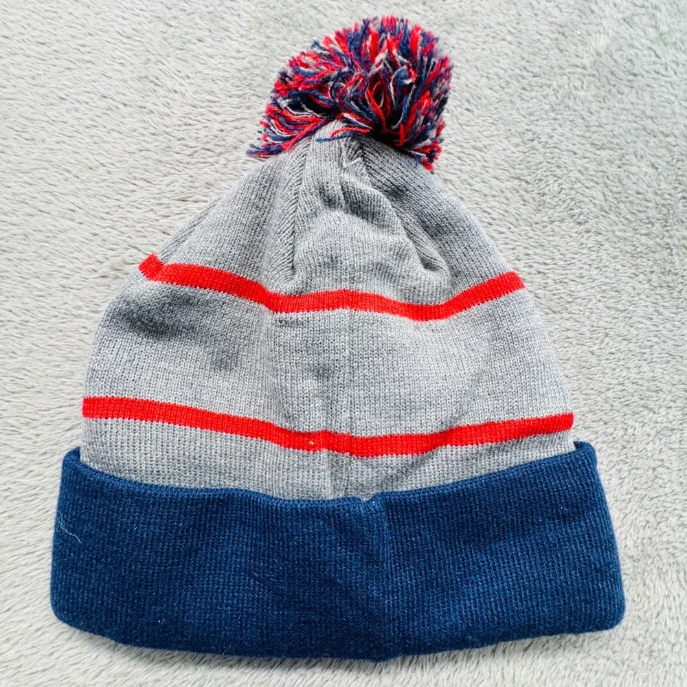 Tommy Hilfiger Men's Gray Blue Pom Pom Beanie Hat OS New With Tags MSRP‎ $42